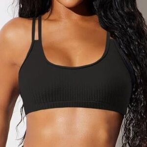 Nwt black large bikini top removable pads adjustable straps